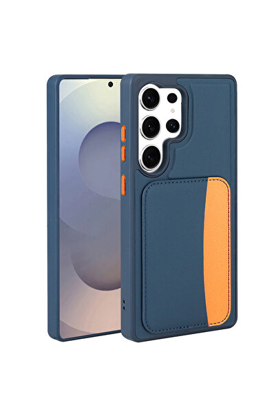 zore Galaxy S24 Ultra Case with Card Holder Sys X-Kart Silicone Cover - Navy ...