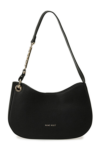 Nine West NWCHIC 5PR Μαύρη τσάντα ώμου με λεπτομέρεια από μαύρο χρυσό