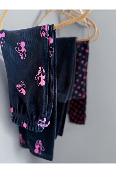 BOBSİ CO Girl's Corded Fabric Velvet 100% Cotton Patterned 3-Piece Set Leggin...