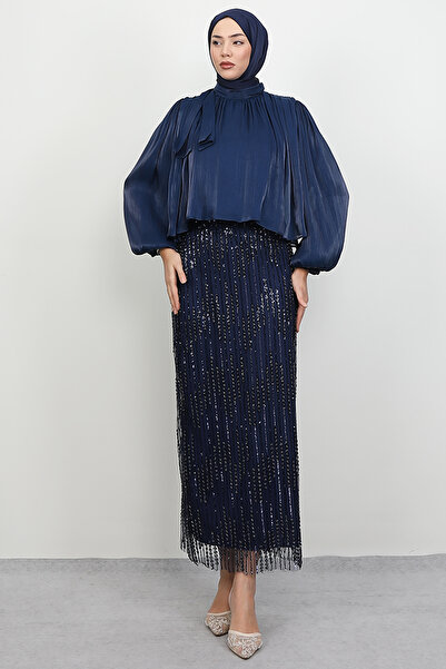 Lamia Giyim Burçin Takım Abiye Lacivert