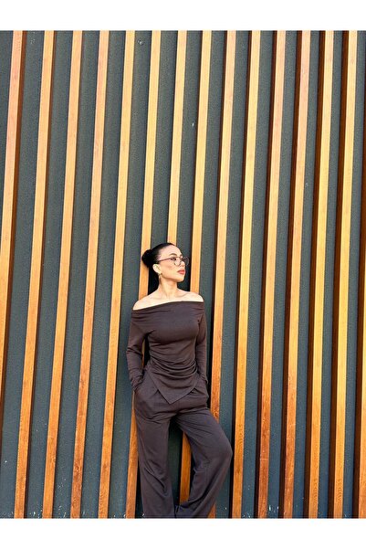 LOBOLIC Women's Stylish Off-Shoulder Blouse and Pants Two-Piece Set