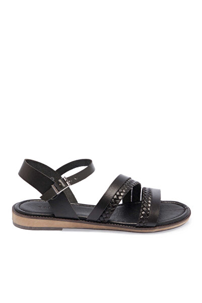 Tergan Siyah Hakiki Deri Kadın Sandalet - K25Y1SN68065-A23
