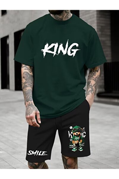 PAVRO Unisex Oversize Shorts Set Top and Bottom Two-Piece Comfortable Fit Kin...