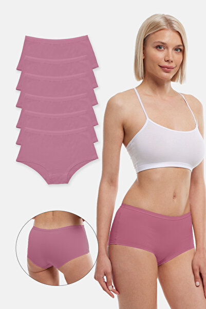Malabadi Women's Dusty Rose 6-Pack Wide-Brimmed Non-Marking Modal Panties 1906