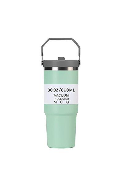 Arabest كوب من الفولاذ المقاوم للصدأ بمقبض وغطاء قابل للطي مع شفاطة، معزول بت...