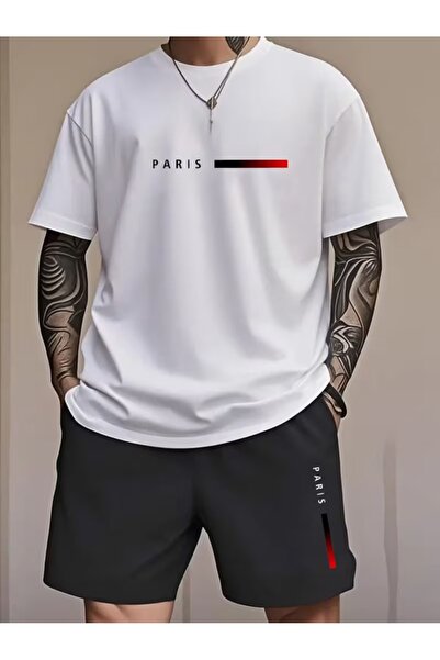 PAVRO طقم شورت قصة فضفاضة للجنسين، طقم شورت مكون من قطعتين مريح وملائم للجسم،...