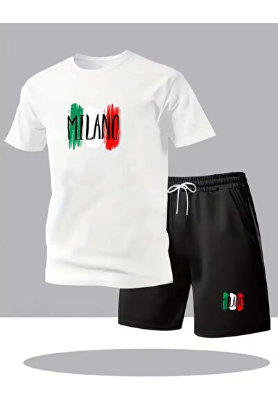 PAVRO Set pantaloni scurți oversize unisex, set de pantaloni scurți cu imprim...