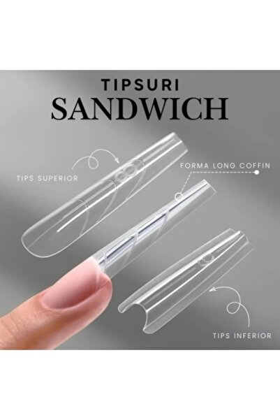 GIRLS CORNER Set of 240 Double Long Coffin Sandwich Tips