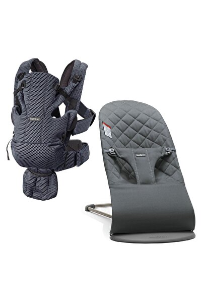 BabyBjörn 2'li Set Bliss Ana kucağı Woven & Kanguru Move Mesh Anthracite