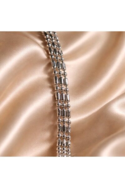 stainless steell Steel Silver 3 Row Women's Bracelet 18+ 3 cm Extension