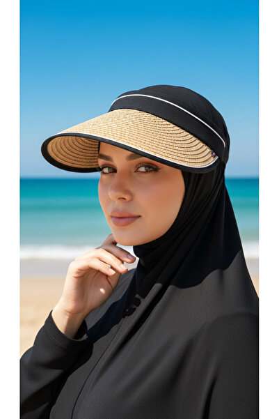 trendlina Adjustable Elastic Visor Straw Hat Sunscreen Visor