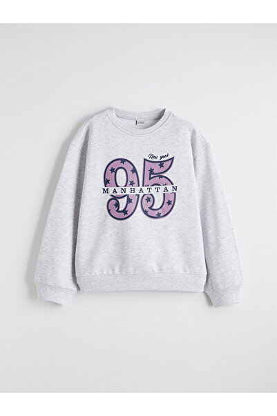 LC Waikiki مجموعة إلسيفا سويت شيرت سميك للفتيات مطبوع عليه نيو يورك باللون ال...