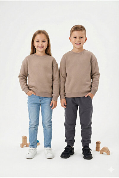 Bonbelle Hanorac cu textură moale, cu gât tip crewneck, pentru băieți/fete
