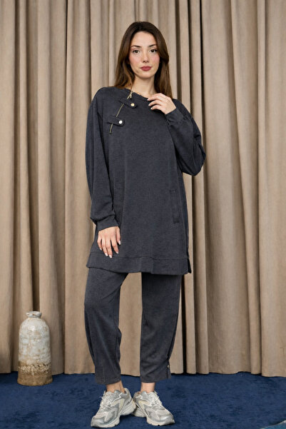 Puane Women's Collar Zipper Detailed Suit