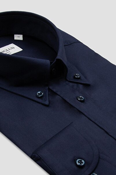 Abbate BB Club Mike Oxford Бавовна Поліестер Regular Fit Синій Комір на ґудзи...