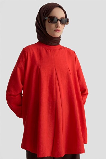 Armine Pile Detaylı Bluz 25KD1001 Kiremit