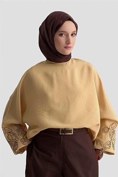 Armine Balloon Sleeve Blouse 25Kd9001 Camel