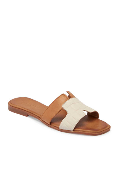 Tergan Bej Hakiki Deri Kadın Terlik - K25Y1TR67887-S5Y