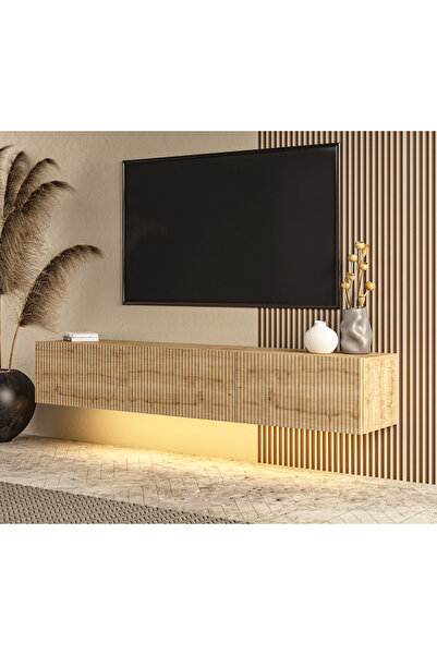 MERT SERT MOBİLYA Avido 150 cm Günışığı Led Işıklı Tv Sehpası, Tv Ünitesi, Du...