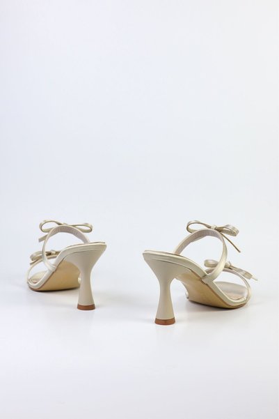 VARENZA WOMAN SHOES Satin Double Ribbon Women's Heeled Slippers and Sandals