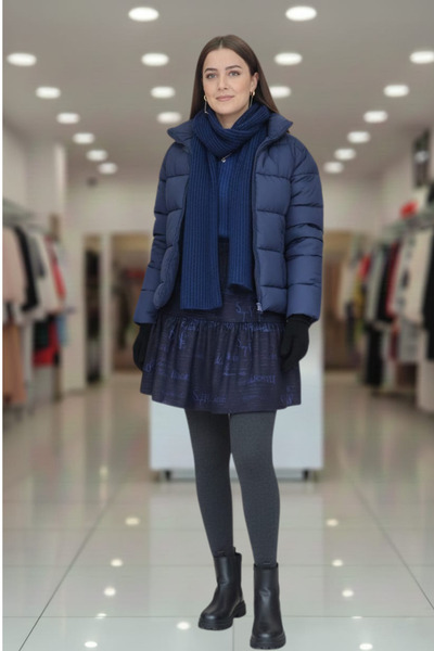 MİNUSA DESİGN Suede Velvet Pocketless Text Patterned Elastic Mini Women's Sho...