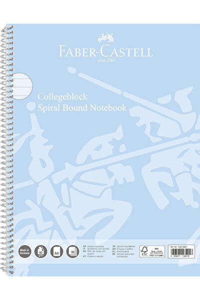 Faber Castell Caiet spiralat A4, 80 de coli, 90 g, copertă cartonată, albastr...