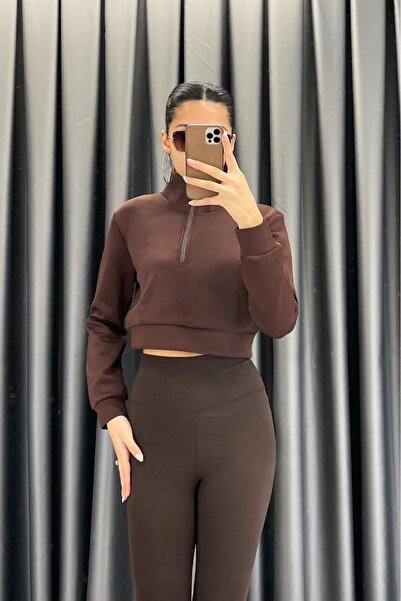 KECHİ WOMAN Half Zipper Long Sleeve Crop