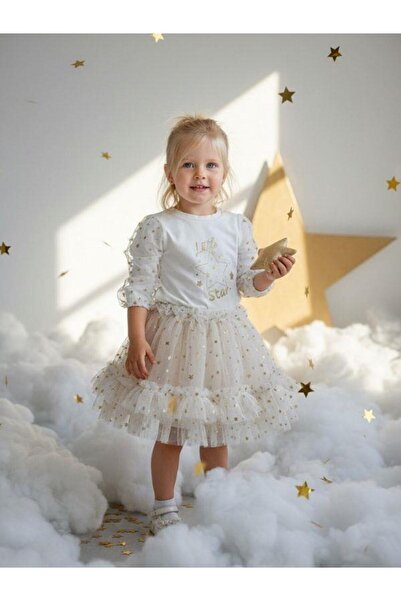 Zekids طقم تنورة توتو منقوشة بنجوم للفتيات الصغيرات