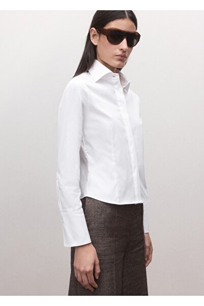 MANGO Woman Gizli kapamalı slim fit gömlek