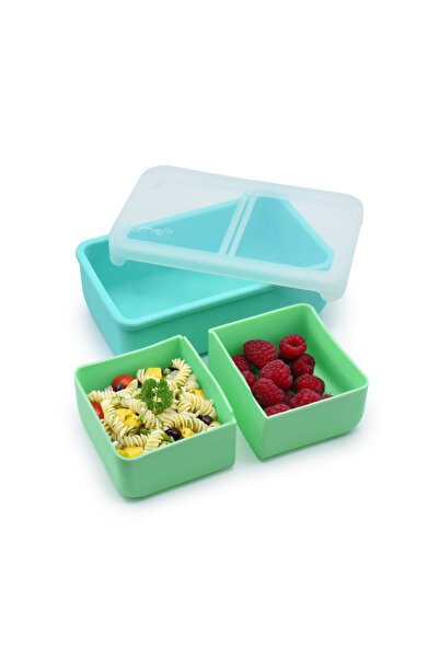 Melii Bento lunch box with removable compartments, melii, mint blue, children...