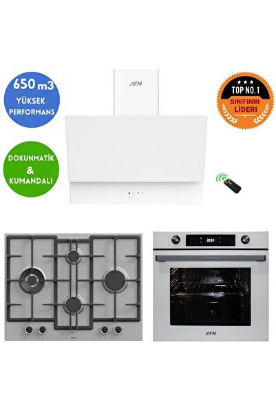 Ferre ve AFM Tech MARKA Greyi Turbolu İnox-Beyaz Ankastre Set (ED071-WFA wok+...