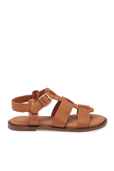 Tergan Taba Deri - Tekstil Kadın Sandalet - K25Y1SN68111-L8R