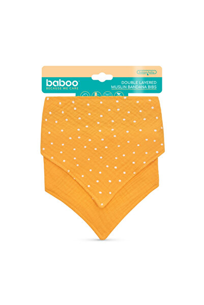 Baboo Двуслойна муселинена бандана - 2 броя, оранжева, 0+ месеца