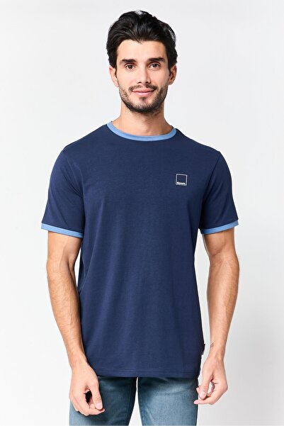 BENCH Men Crew Neck Short Sleeve Brand Logo T-Shirt, Navy