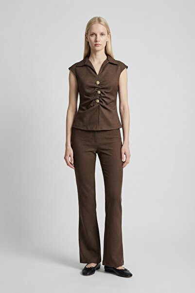 Rays 8406A Front Button Blouse Brown