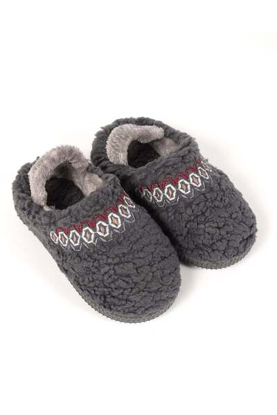 Chirpy Pantofi de interior antracit cu broderie pentru copii - Mahe