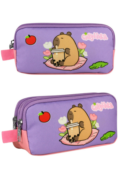 ÜMİT ÇANTA Капибара Основно училище Калъф за моливи – Лилав и розов 20 × 10 × 6