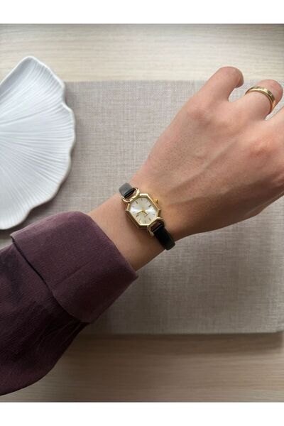 rubsey Retro Minimal Leather Cord Vintage Women Wristwatch Black Cord