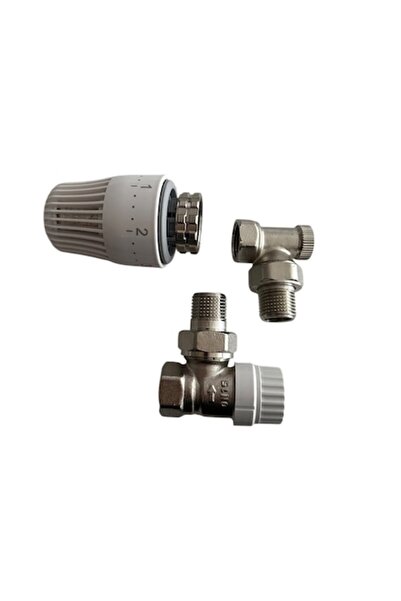 OEM Radiator valve flow + return with thermostat 1/2 Set