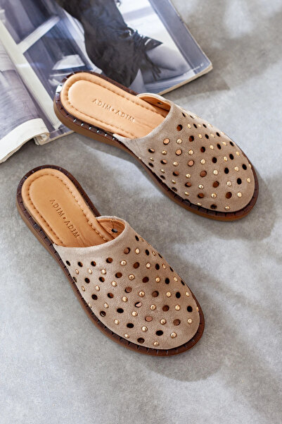 Adım Adım Γυναικείες παντόφλες από γνήσιο δέρμα κλειστές μπροστά