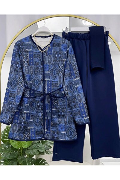 VOLT CLOTHİNG Şal Desen Pantolonlu İkili Takım