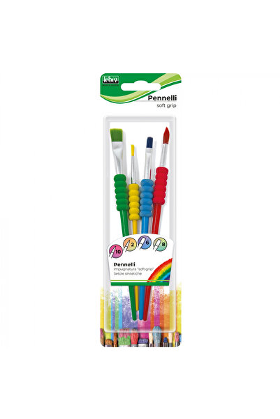 Lebez Set of 4 brushes with soft grip and synthetic hair (blister), children ...