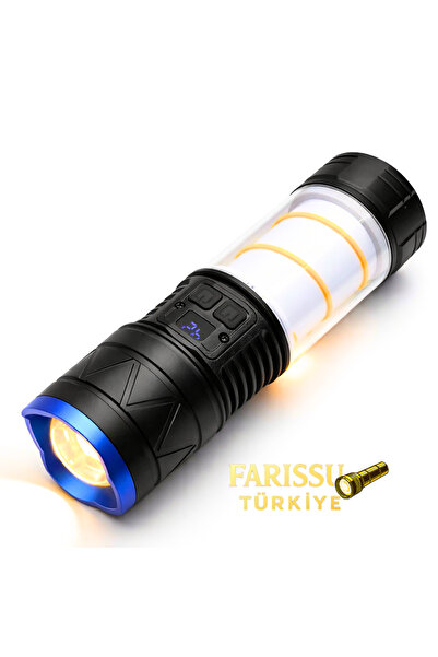 farissu 30W 3000 Lümen Zoomlu Şarj Edilebilir El Feneri & Kamp Lambası - Powe...