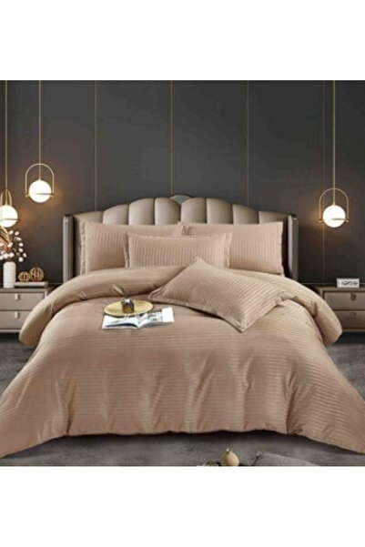 Inovius Damask Bed Linen, 1 Person, 4 Pieces, Cappuccino -JO248