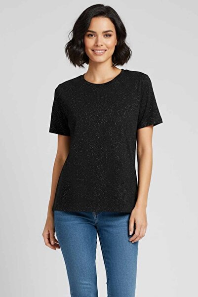 rekor sports Γυναικείο μπλουζάκι από 100% βαμβάκι, ασημί, λαμπερό, με κοντό μ...