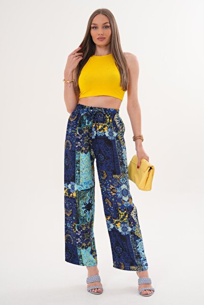 ŞİMAL Pantaloni largi cu model pentru femei - 260009