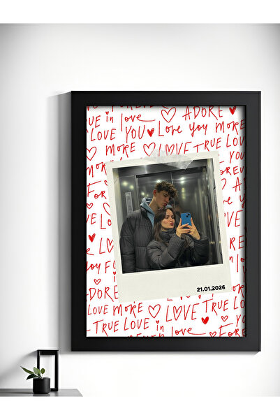 suncrafted Kişiye Özel Fotoğraflı Siyah Çerçeve - Sevgililer Günü Hediyesi Aş...