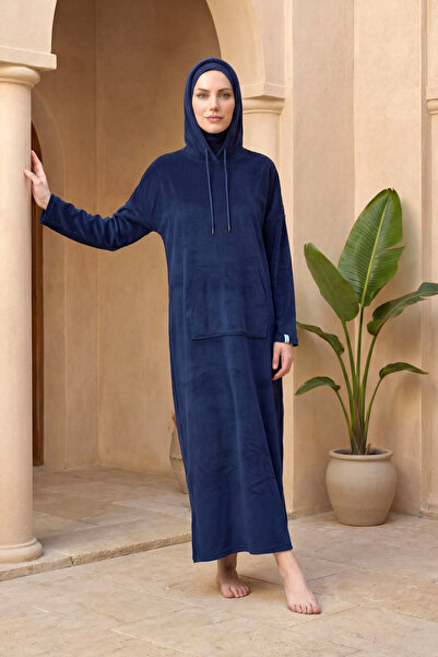 Marina Hooded Towel Pareo Navy Blue P2602-2