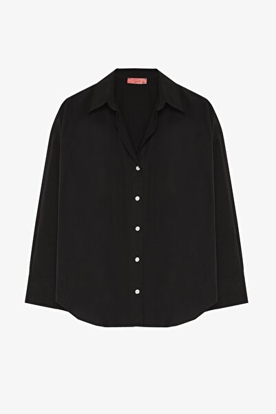 Quzu Дамска блуза с дълги ръкави GML00787 Черна