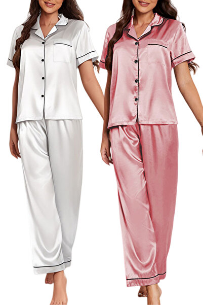 Sweet Dream 2 Pack Pajama Sets for Women,Short Sleeve Top Lounge Set Sleepwea...